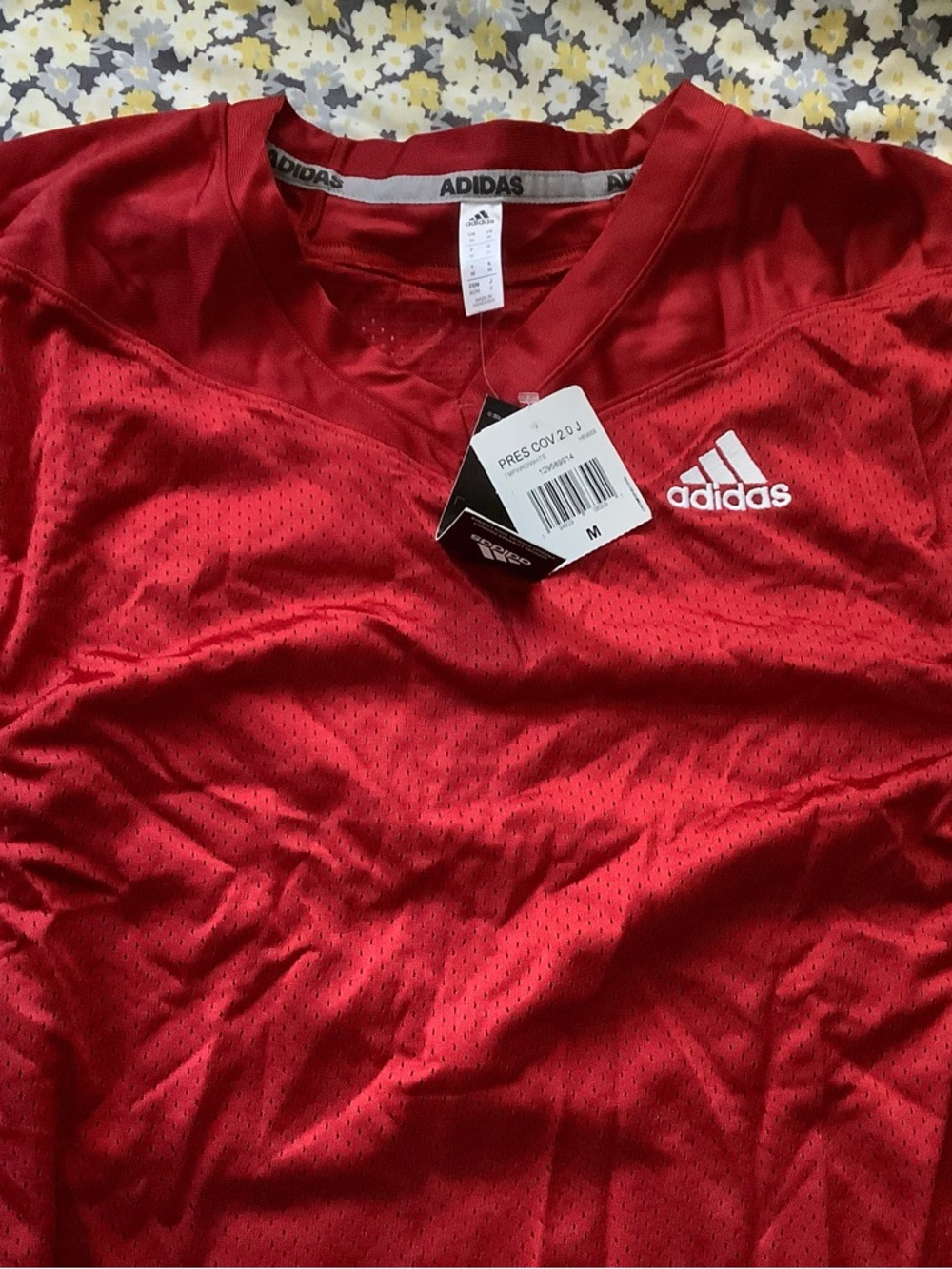 adidas Men’s Red Athletic V-Neck Jersey
